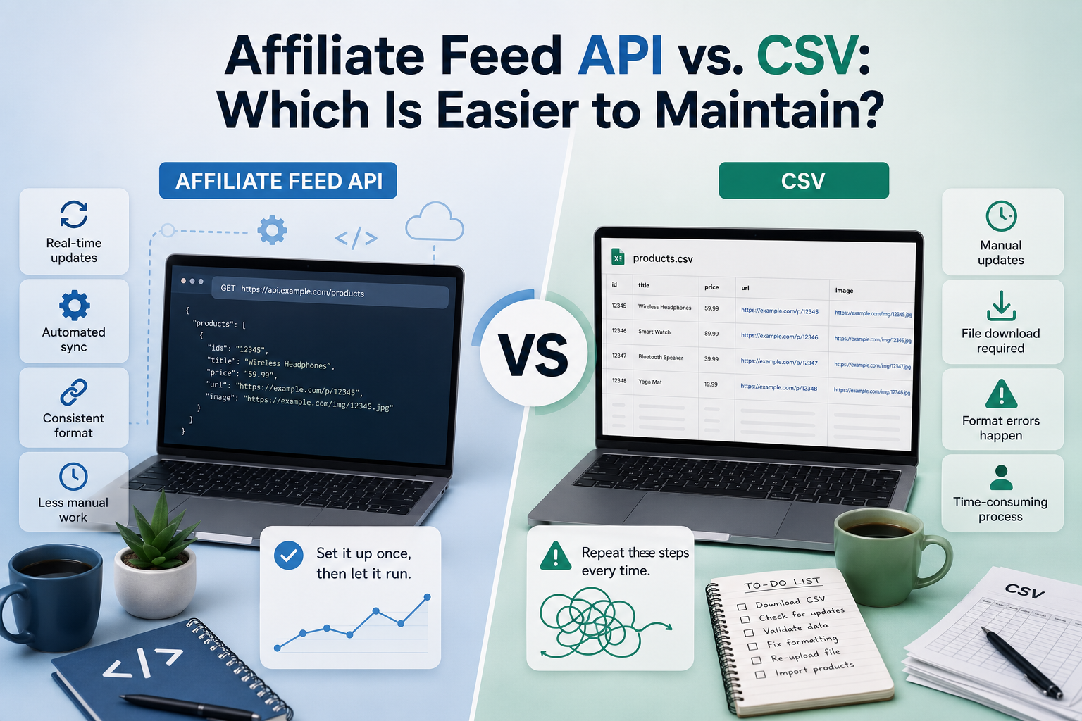 Affiliate Feed API vs. CSV: Which Is Easier to Maintain?