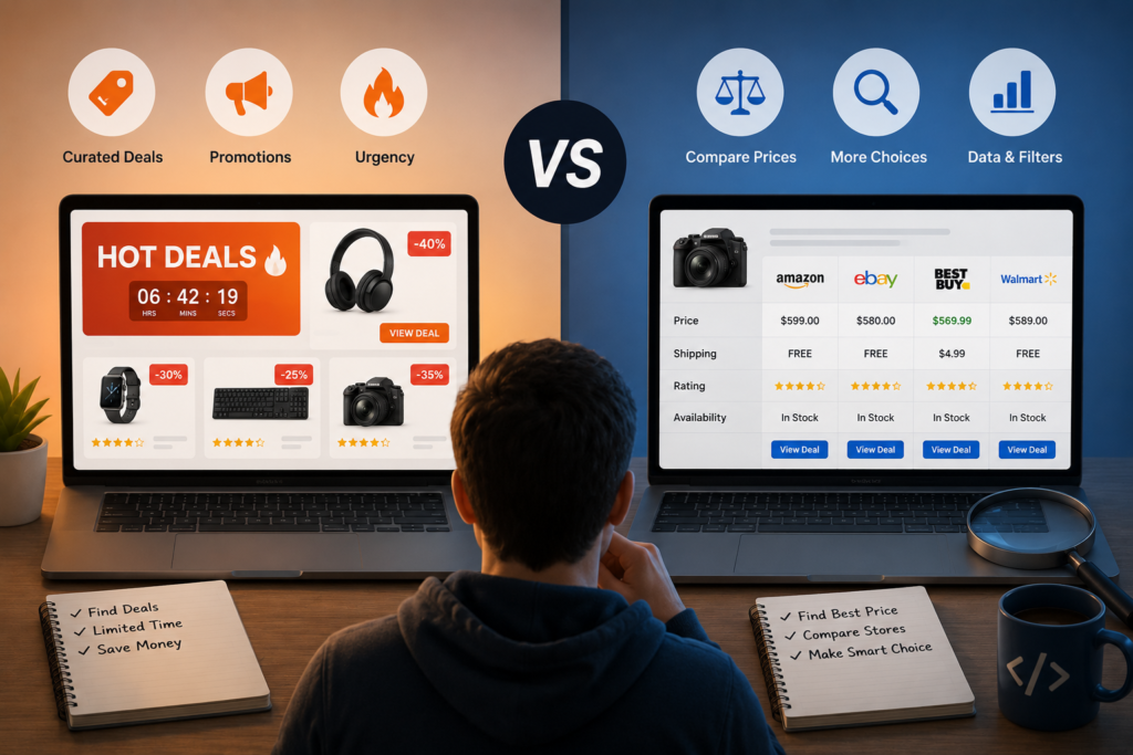 Deal Site vs Price Comparison Site for a Smaller Team